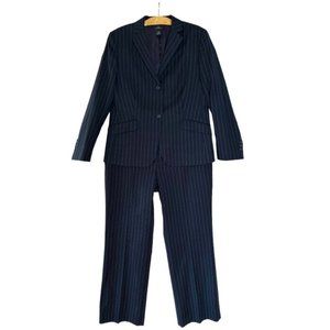 Brooks Brothers 346 Navy Blue Pinstripe 100% Wool 2 Piece Pants Suit Size 14